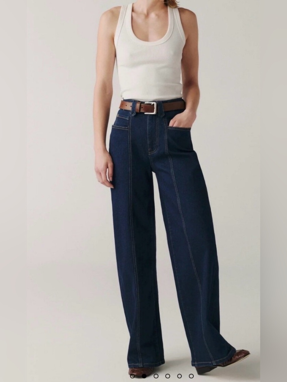 [$180] 26/27 Warp Werf High-Waist Wide-Leg Women's Jeans in Dark Indigo